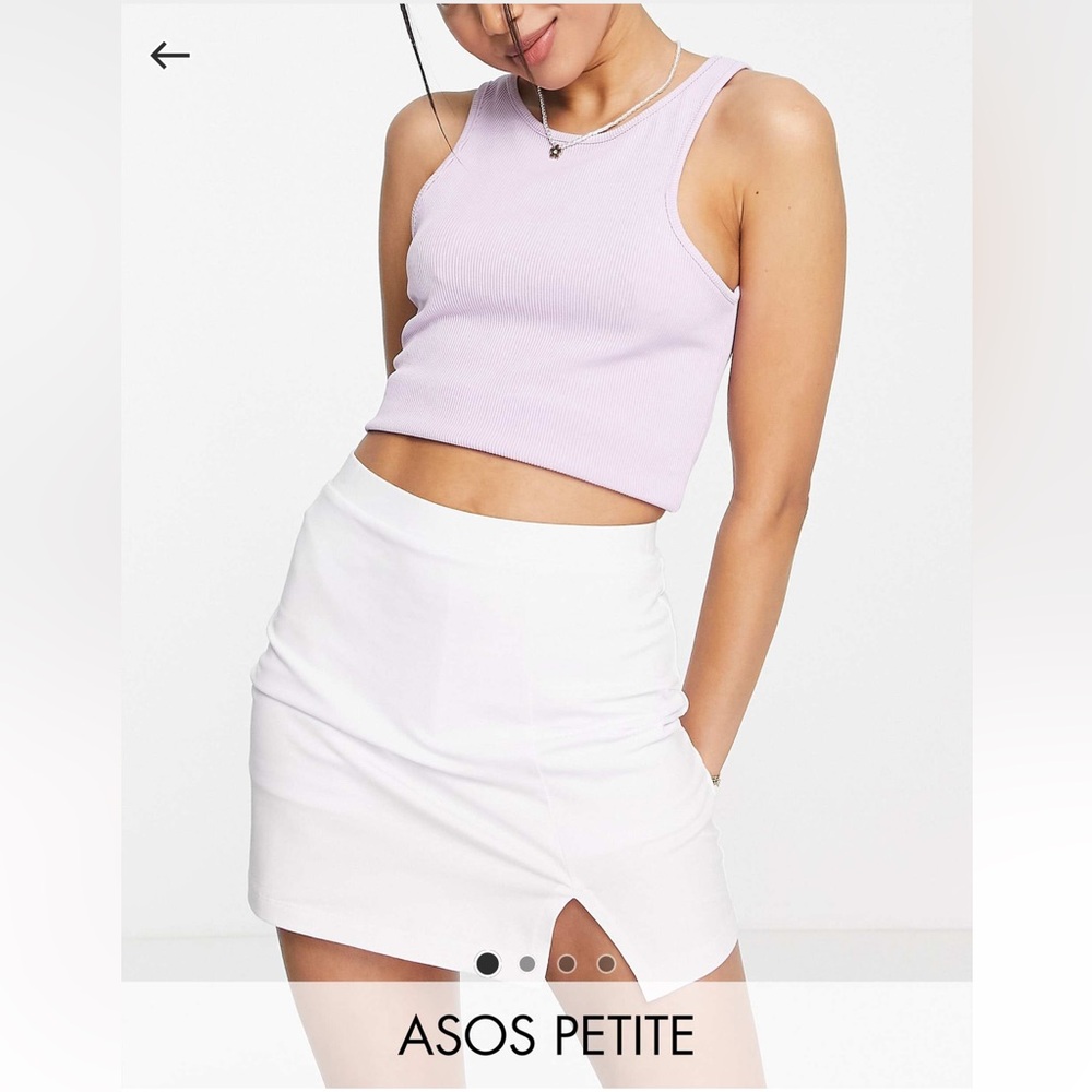 ASOS DESIGN Petite Split Front Tennis Skort in White